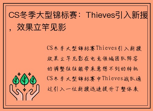 CS冬季大型锦标赛：Thieves引入新援，效果立竿见影